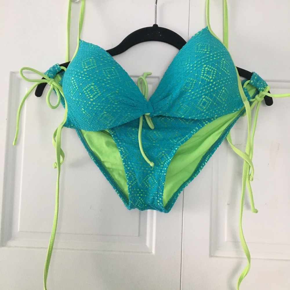 Blue & Green Crochet Bikini
